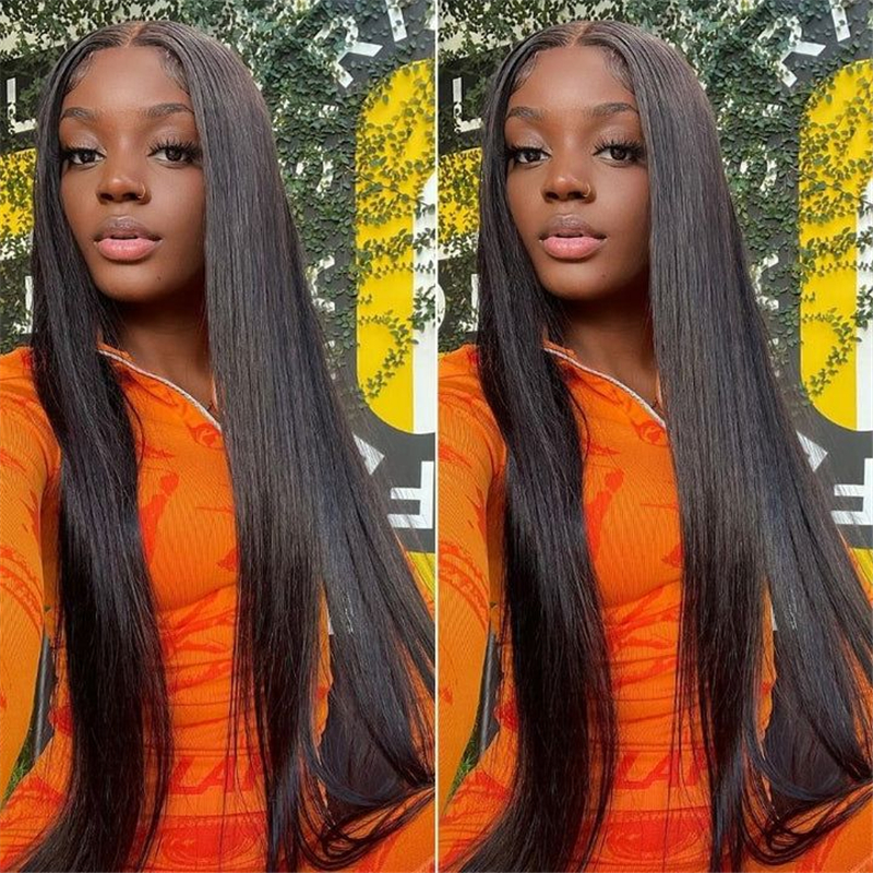32 34 36 Inch Long Straight 13x4 Transparent Lace Full Frontal Wigs - 图片 7